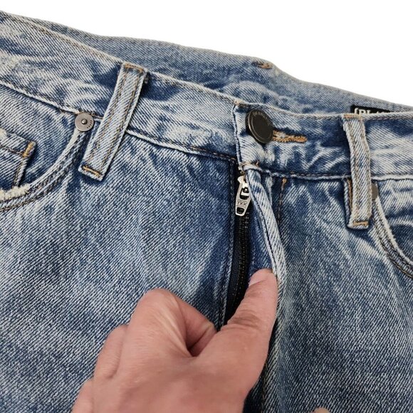 Blanknyc Jeans Womens 27 Blue High Rise Tapered Lace Up Raw Hem Denim Boho - Picture 5 of 14